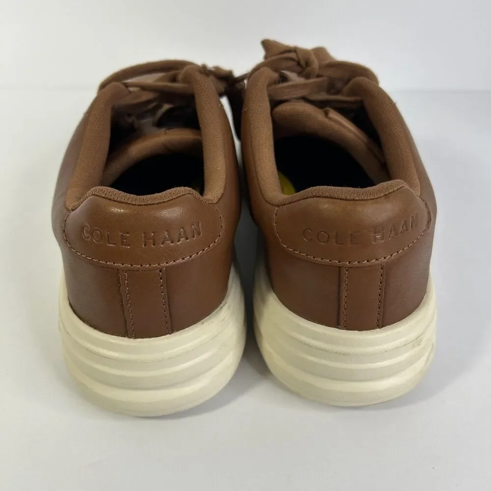 Cole Haan Men's Grand+ Court Sneakers Brown Leather British Tan C39623 Size 7.5